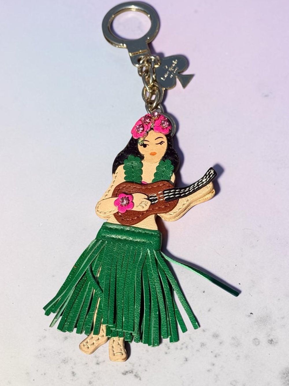 EUC Kate Spade New York "Skirt the Rules" Hula Girl keychain Rare Collectible